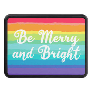 Be Merry and Bright Rainbow Christmas Trailer Hitch Cover