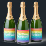 Be Merry and Bright Rainbow Custom Christmas Party Sparkling Wine Label<br><div class="desc">Beautiful rainbow Christmas party champagne bottle label in pretty bold colours that reads Be Merry and Bright. Cheerful gay pride themed holiday gifts for an LGBTQ family.</div>
