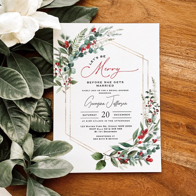 Be Merry Before She Gets Married Bridal Shower Invitation (Creator Uploaded)