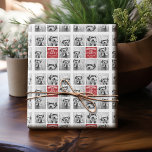Be Merry Christmas Collage Photos with Red White Wrapping Paper<br><div class="desc">Use 8 square instagram pictures to make a unique and trendy merry holiday memento. If you need to move anything around,  click on the customize button to make changes.</div>