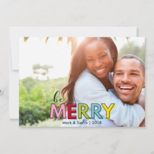 Be Merry Christmas Colourful Fun Modern Bright Holiday Card