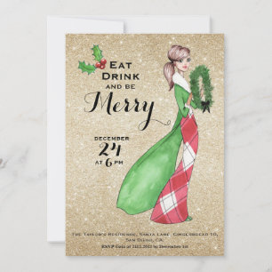 Be Merry Christmas Dinner Paty Invitation