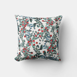 Be merry! Christmas festive berries wreath Throw Pillow