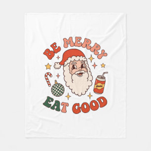 Be Merry Eat Good Christmas Santa Soda Candy Cane Fleece Blanket