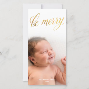 Be Merry Faux Foil Gold Script Holiday