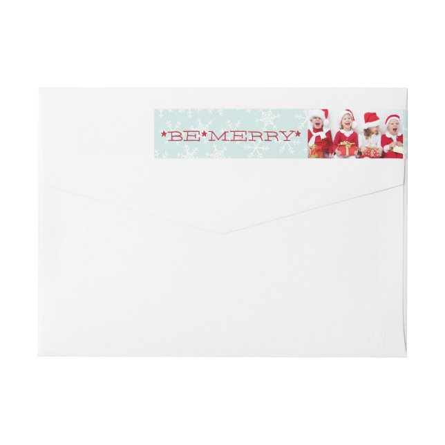 BE MERRY | HOLIDAY PHOTO RETURN ADDRESS WRAP AROUND LABEL (Back)