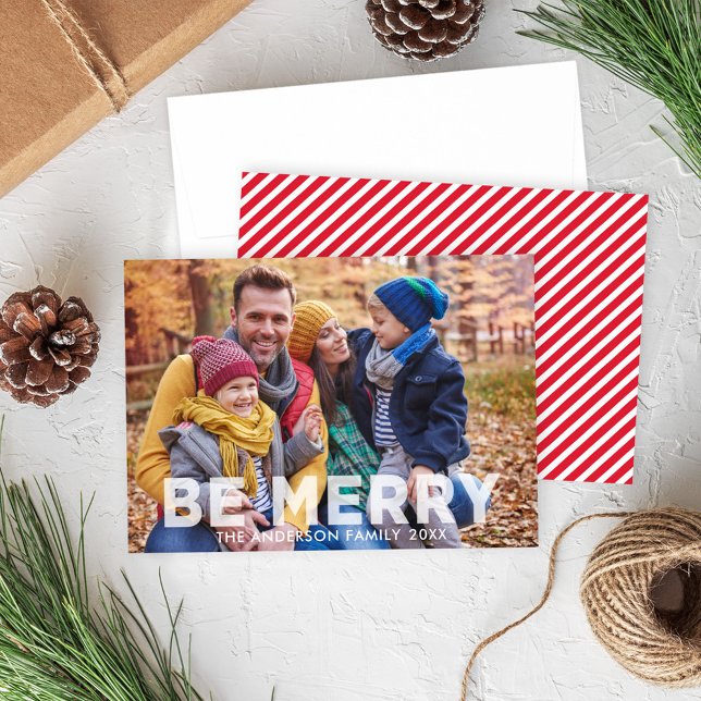 Be Merry Modern Translucent Overlay Photo Holiday Card (Creator Uploaded)