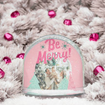 Be Merry Pink Scribble Tree Arched Photo 