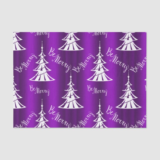 Be Merry Purple Christmas Tissue Paper (Front)