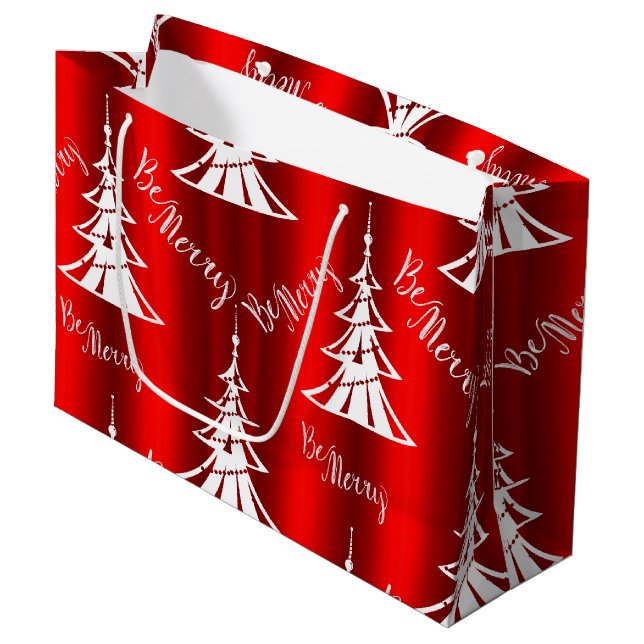 Be Merry Red Christmas Large Gift Bag (Front Angled)