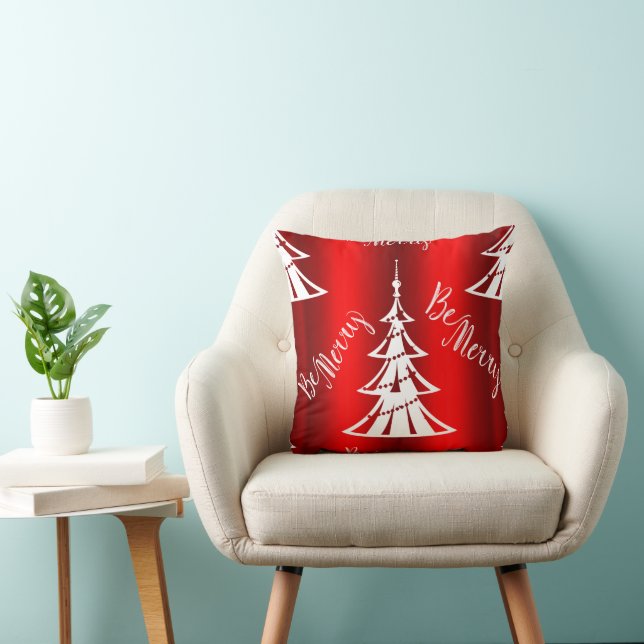 Be Merry Red Christmas Throw Pillow (Chair)