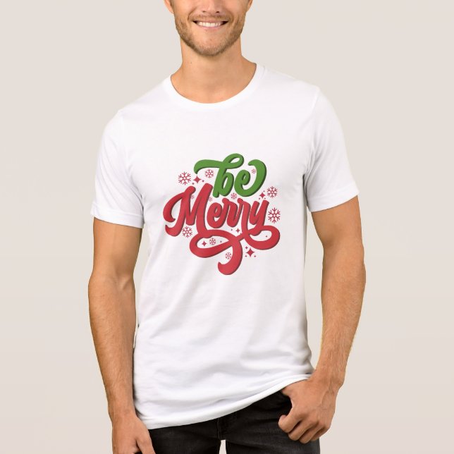 Be Merry Retro Groovy Christmas Holidays Tri-Blend Shirt (Front)