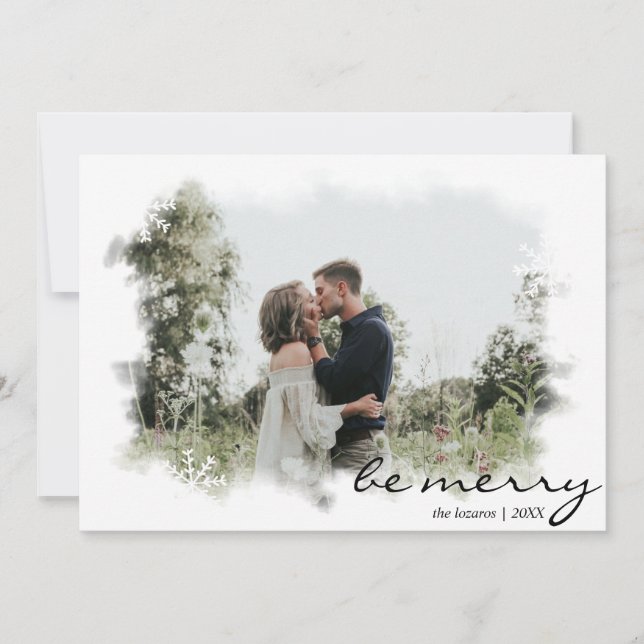 Be Merry Snowflake Cutout Christmas Card (Front)