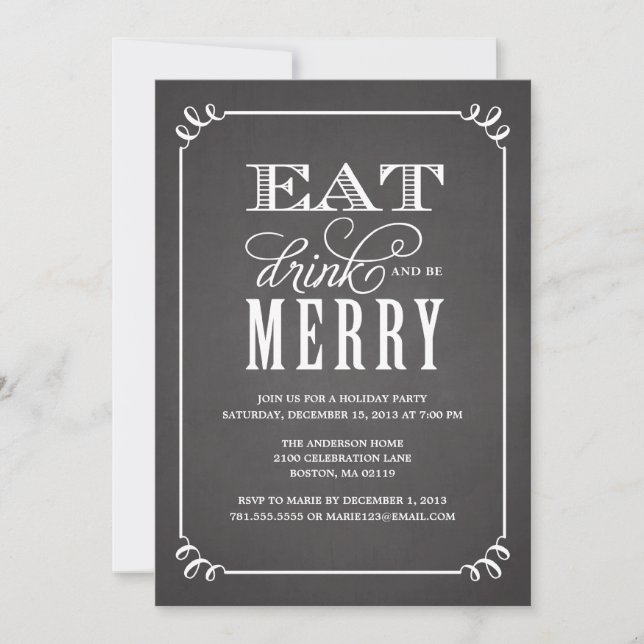 BE MERRY VINTAGE | HOLIDAY PARTY INVITATION (Front)