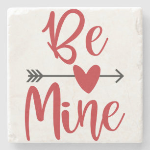 Be Mine Arrow Through Heart Valentine's Day Paper Stone Coaster