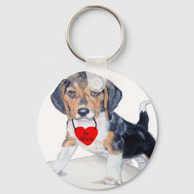 Be Mine Bagel the Beagle Keychain (Front)