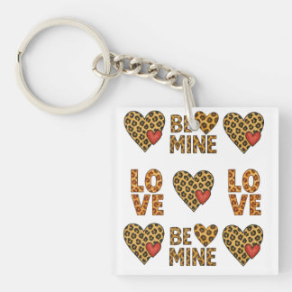 Be Mine Be My Valentine Cheetah Print Keychain