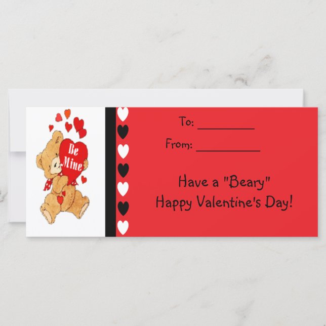 Be Mine Bear Kids Beary Happy Valentines Cards (Front)