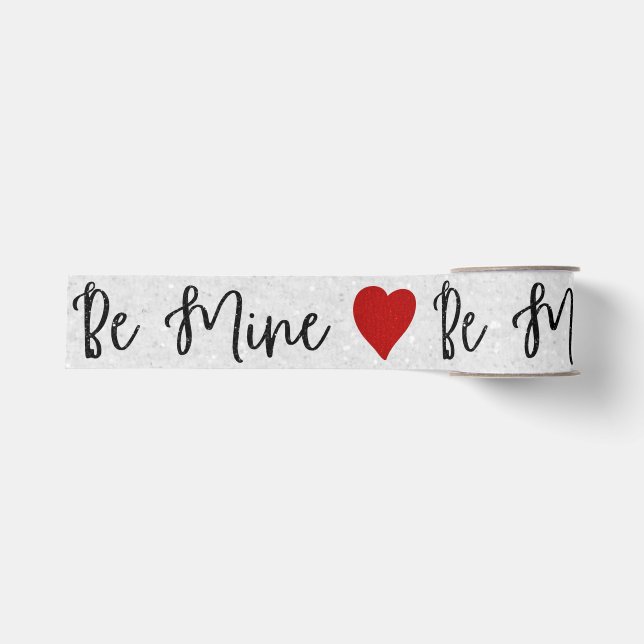 Be Mine Black Glitter Valentine's Grosgrain Ribbon (Front)