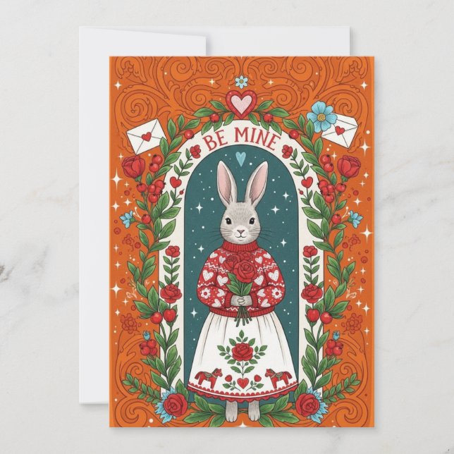 Be Mine Bunny Valentine Card (Front)