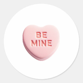 Be Mine Candy Heart Classic Round Sticker