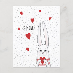 Be mine cute bunny holiday postcard