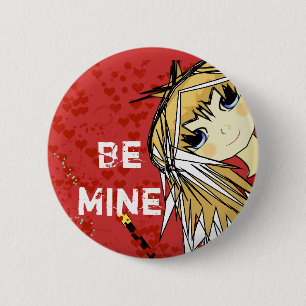 Be Mine-Cute Girl 2 Inch Round Button