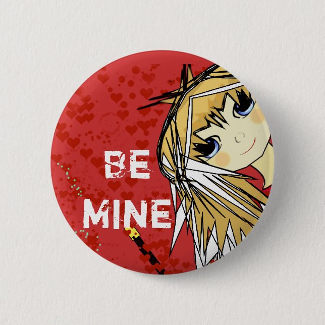 Be Mine-Cute Girl 2 Inch Round Button (Front)