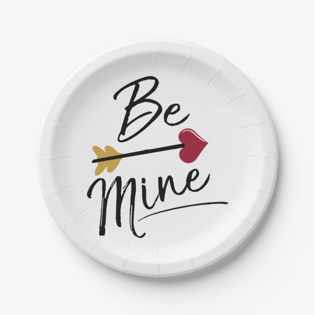Be mine Cute Valentines Paper Plate (Front)