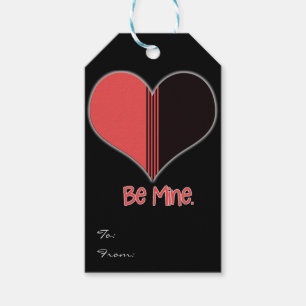 Be Mine Duo-Tone Red Black White Heart Gift Tags