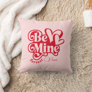 Be Mine Forever Personalized Romantic Retro Throw Pillow