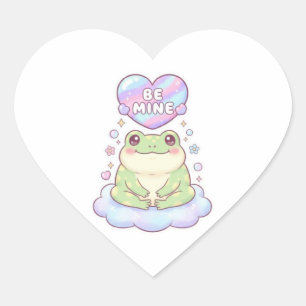 Be Mine Frog Sticker Cute Frog Holding Heart Roman