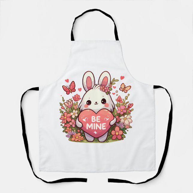 be mine ,funny rabbit valentine love apron (Front)