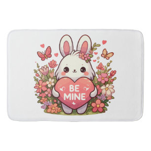 be mine ,funny rabbit valentine love bath mat