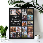 Be Mine Gift | Couple Photo Collage Plaque<br><div class="desc">Personalized memories picture plaque featuring a black background that can be changed to any colour,  16 photos of your choice,  your name,  a white heart symbol,  and the sweet text that reads "be mine,  always & forever".</div>