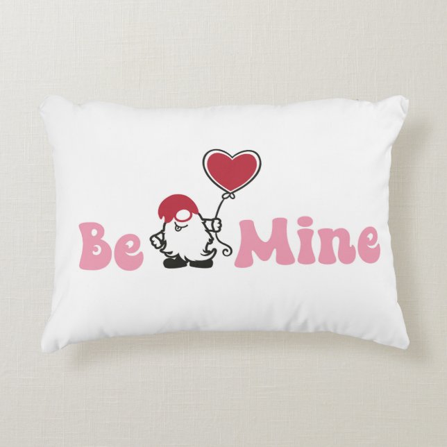 Be Mine Gnome with Heart Balloon  Accent Pillow (Front)
