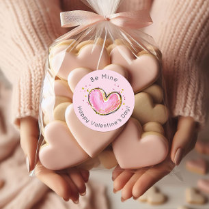 Be Mine Happy Valentine's Day Heart Classic Round Sticker