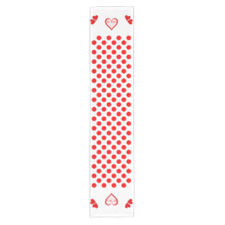Be Mine Heart Polka Dots Red Pink Short Table Runner