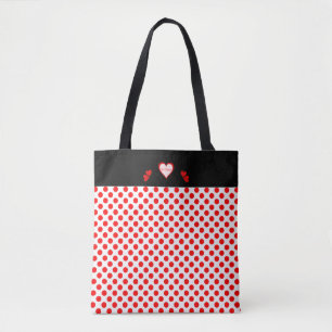 Be Mine Heart Polka Dots Red Pink Tote Bag