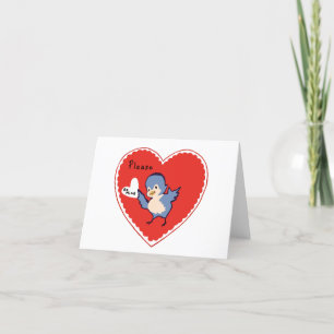 Be Mine Heart Valentine Vintage Thank You Card
