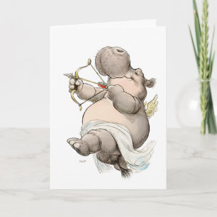 "Be Mine" Hippo Cupid Valentine Card