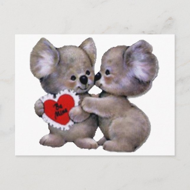 Be Mine Koalas Postcard (Front)