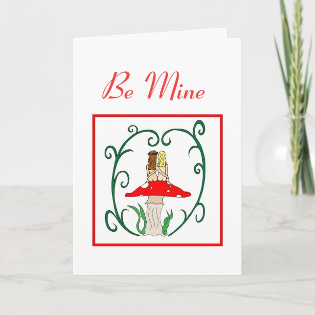Be Mine Lesbian Faerie Valentine's Day Card (Front)