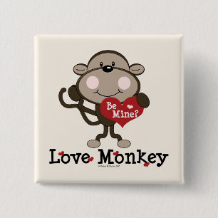 Be Mine Love Monkey Valentines Day Button