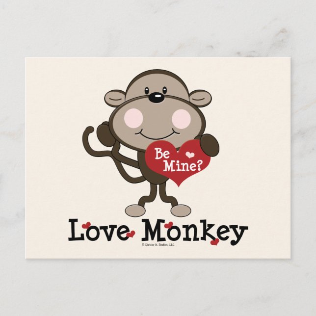 Be Mine Love Monkey Valentine's Day Postcard (Front)
