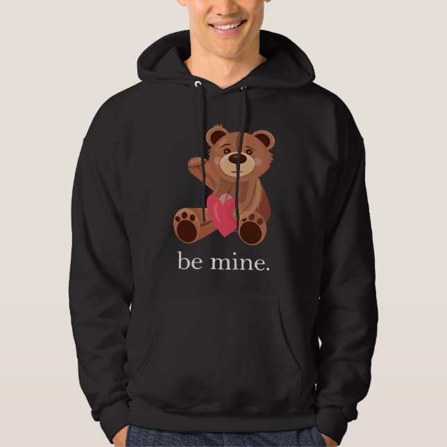 Be Mine Lovely Bear Valentine's Day Heart Love Rel Hoodie (Front)
