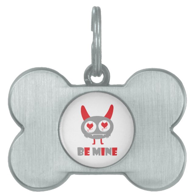 Be mine lover monster pet ID tag (Front)