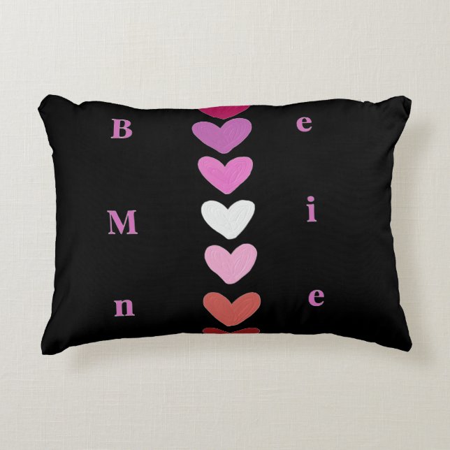 Be Mine Minimal Heart Stack Valentine T-Shirt Accent Pillow (Front)