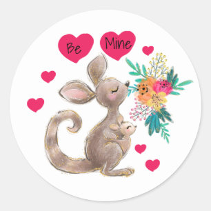Be Mine Mom & Baby Kangaroo Sticker