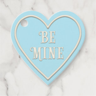 "Be Mine" Pastel Blue Heart Victorian Valentine Favour Tags